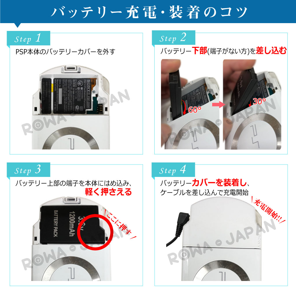 PSP-S110 ゲーム機バッテリー ソニー対応 | ロワジャパン（バッテリーバンク） | 掃除機 電話機 スマホ カメラ バッテリー