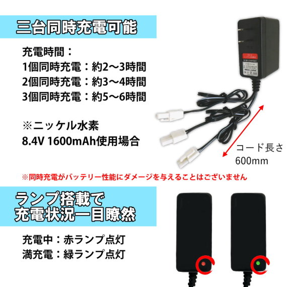 東京マルイニッケル水素8.4Vバッテリー+SOPMODバッテリー+充電アダプター