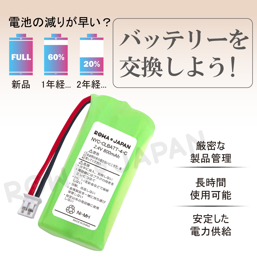 NYC-CLBATT-4-C コードレス電話/FAX用交換充電池 ナカヨ対応 NYC-CLBATT-4-C コードレス電話/FAX用交換充電池 ナカヨ対応